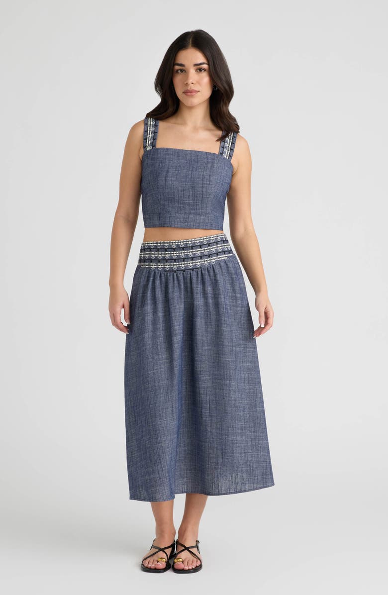 NVLT Embroidered Crop Top, Alternate, color, Denim Blue