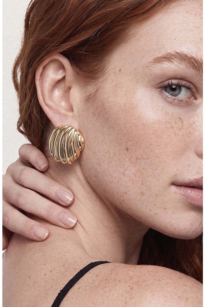 Croissant Stud Earrings, Alternate, color, GOLD