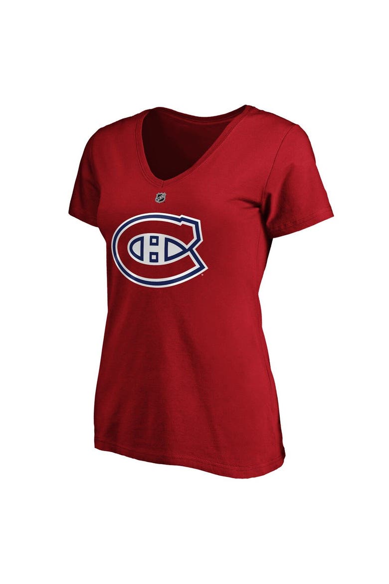 Women's Fanatics Branded Carey Price Red Montreal Canadiens Authentic Stack Name & Number V-Neck T-Shirt, Alternate, color, Red