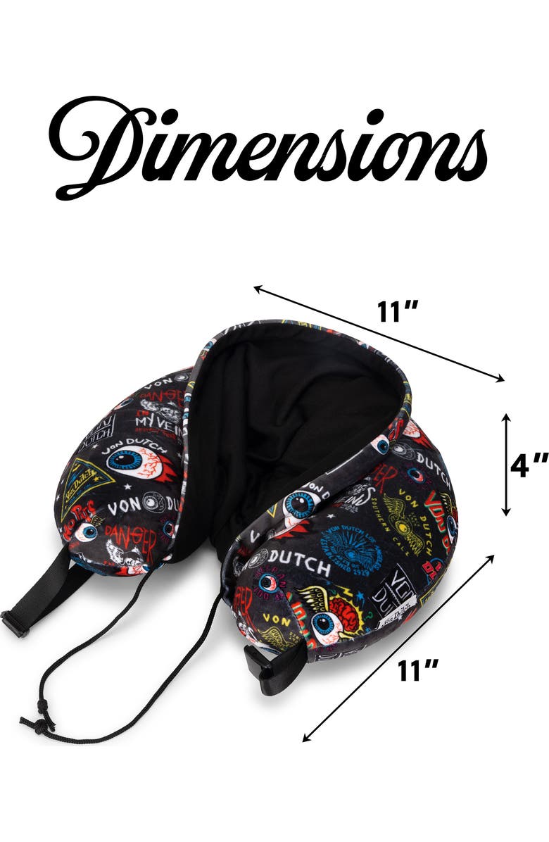 Von Dutch Jax Hooded Memory Foam Travel Neck Pillow, Alternate, color, Black