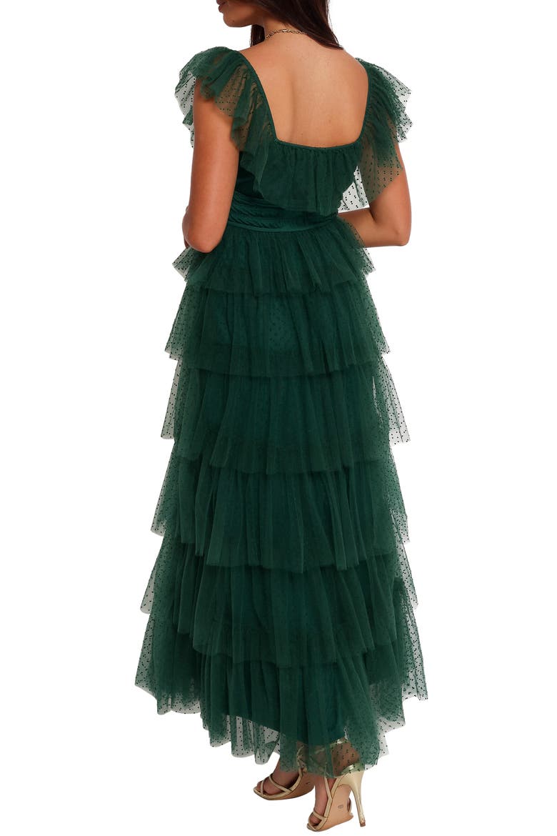 Belle Swiss Dot Tulle Tiered Maxi Dress, Alternate, color, HUNTER GREEN