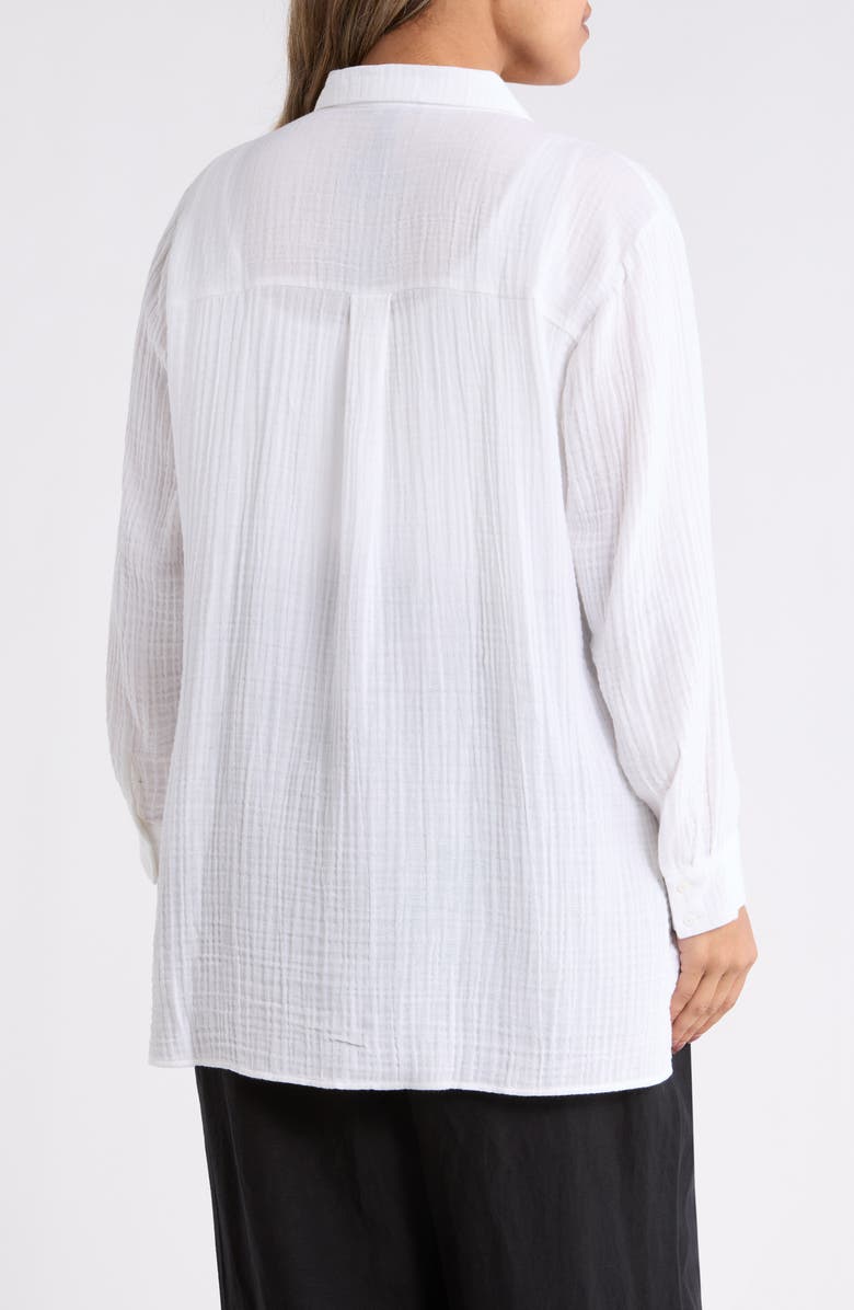 Eileen Fisher Classic Collar Easy Organic Cotton Button-Up Shirt, Alternate, color, White