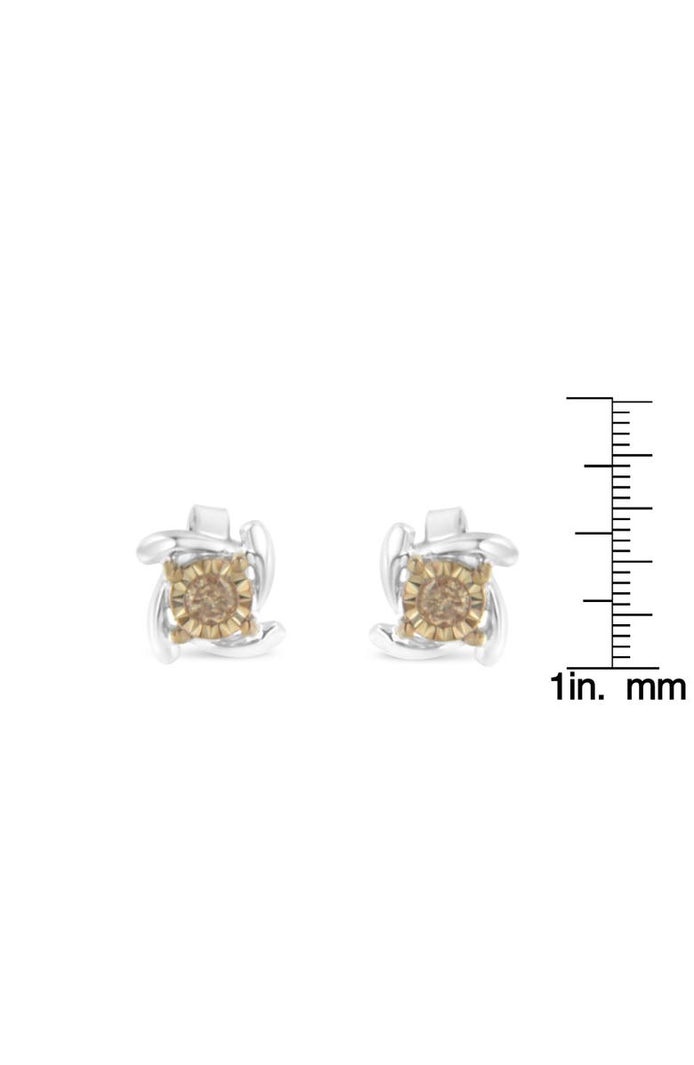 Haus of Brilliance Two-Toned -Silver Diamond Stud Earring, Alternate, color, Yellow