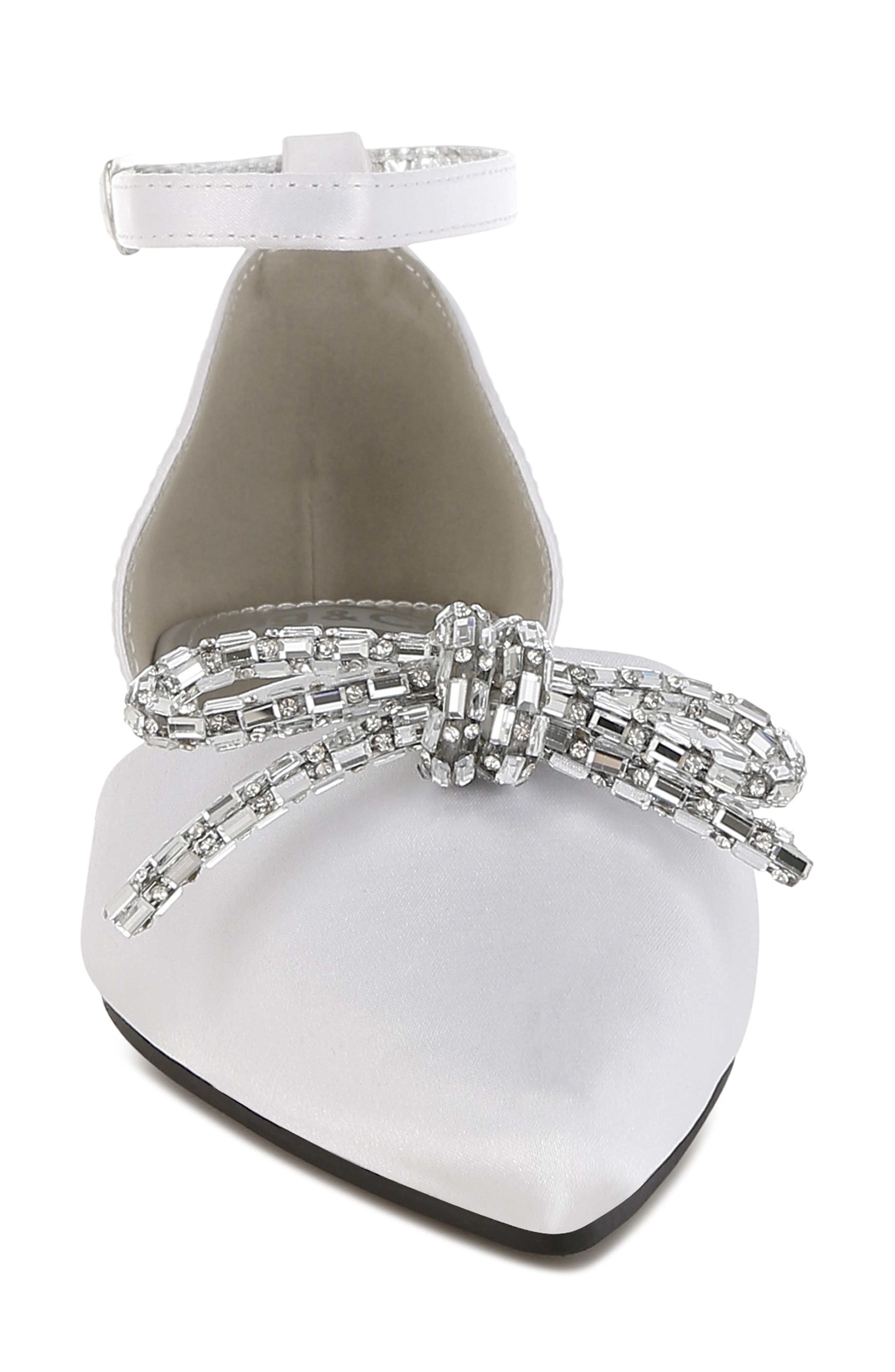 Rag & Co Simina Embellished Ankle Tie Flat, Alternate, color, White