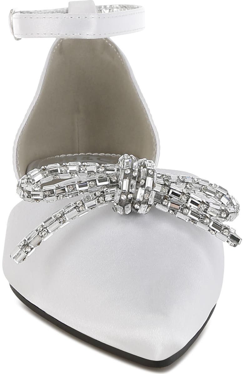 Rag & Co Simina Embellished Ankle Tie Flat, Alternate, color, White