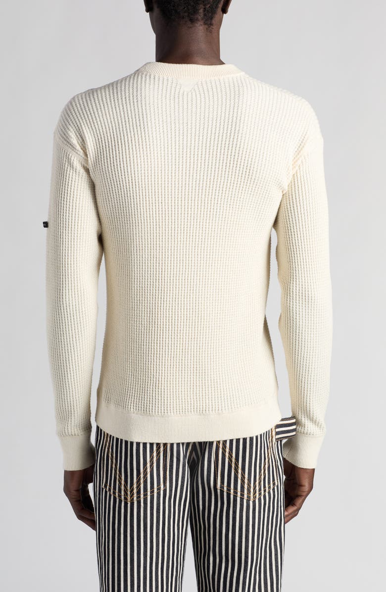 Bottega Veneta Hemp & Cotton Waffle Knit Crewneck Sweater, Alternate, color, 9300 Dove/ Chalk
