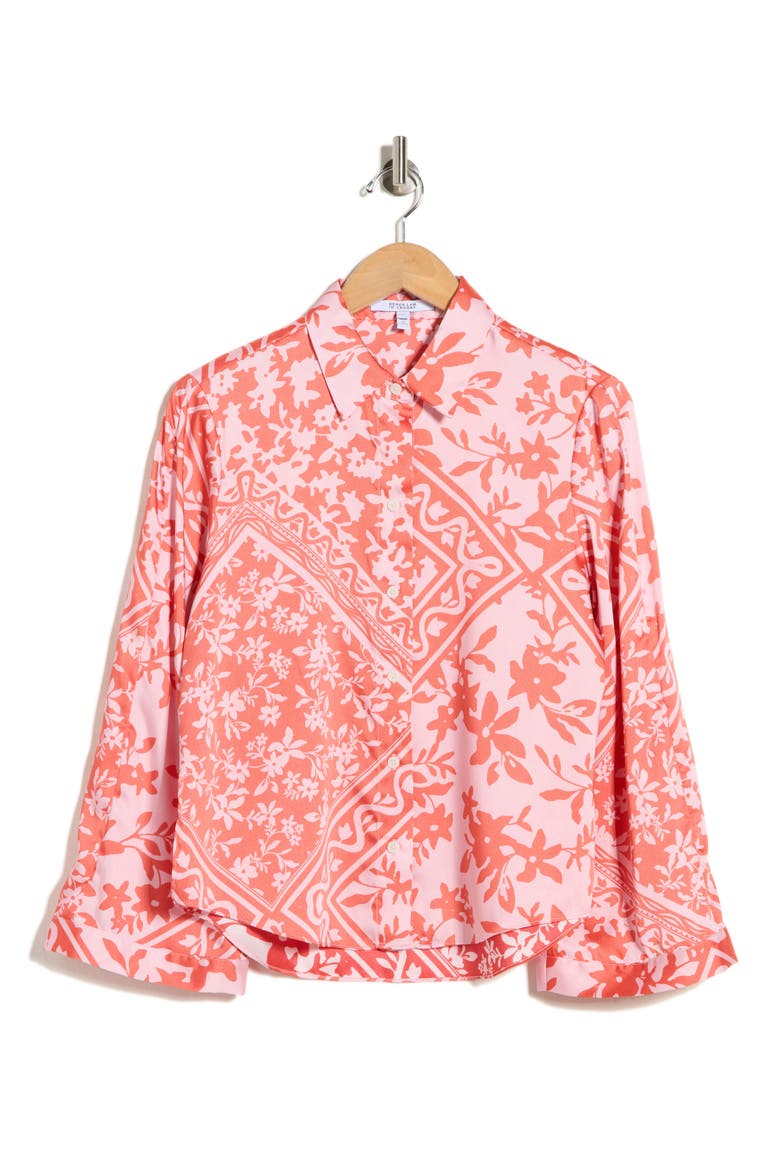 Milad Oversize Bell Sleeve Button-Up Shirt, Alternate, color, PINK TILE