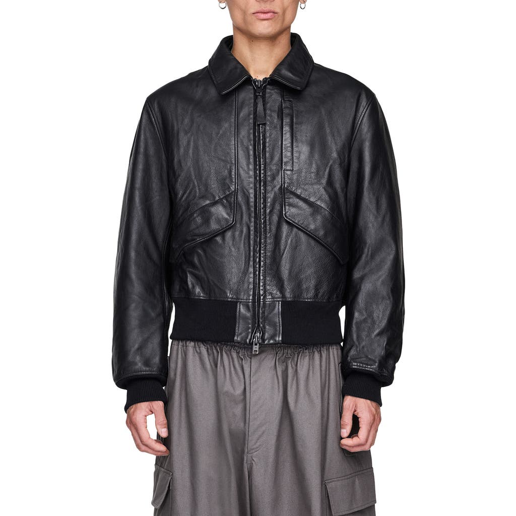 Adidas Originals Adidas Leather Bomber Jacket In Black