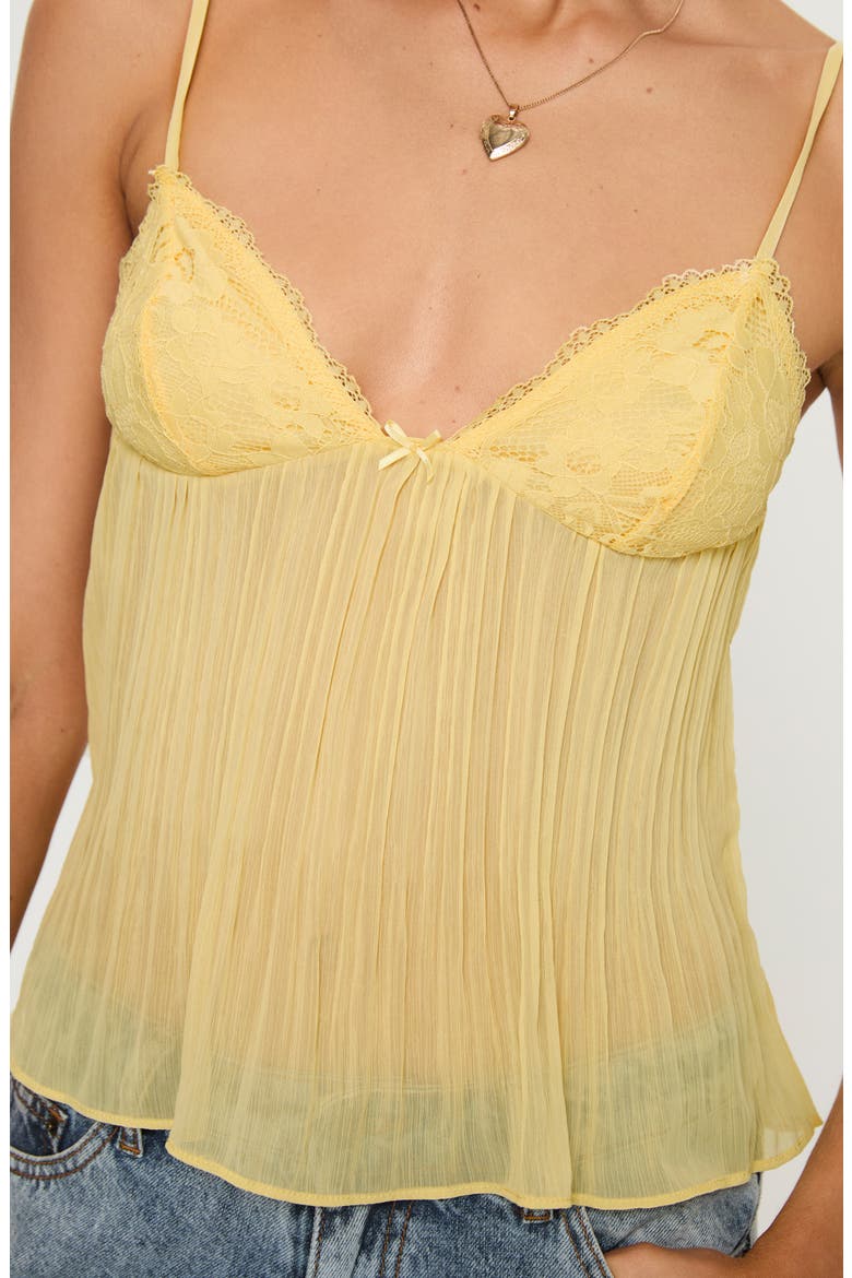 Zami Lace Trim Semisheer Camisole, Alternate, color, YELLOW