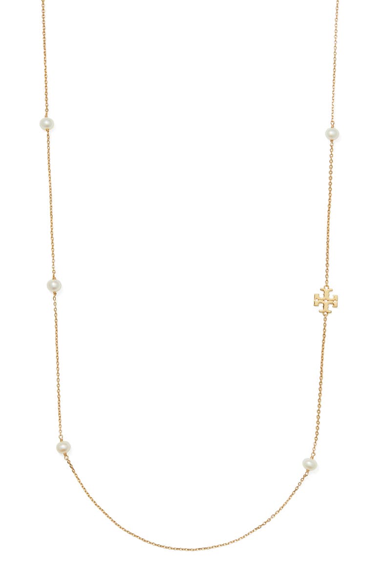 Long Moondance Pearl Necklace, Main, color, TORY GOLD/ PEARL