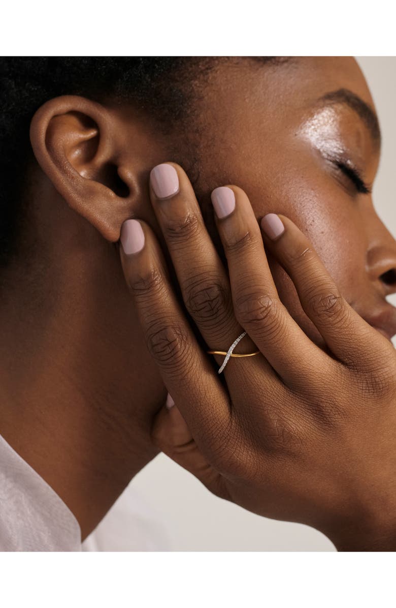 Monica Vinader Riva Kiss 18K Gold Vermeil Pavé Diamond Crossover Ring, Alternate, color, 18Ct Gold Vermeil On Sterling