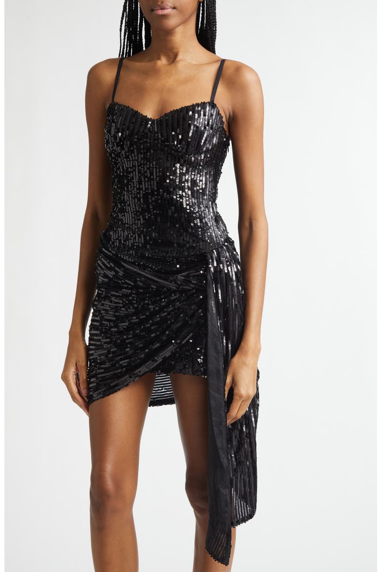 Sequin Minidress, Alternate, color, BLACK