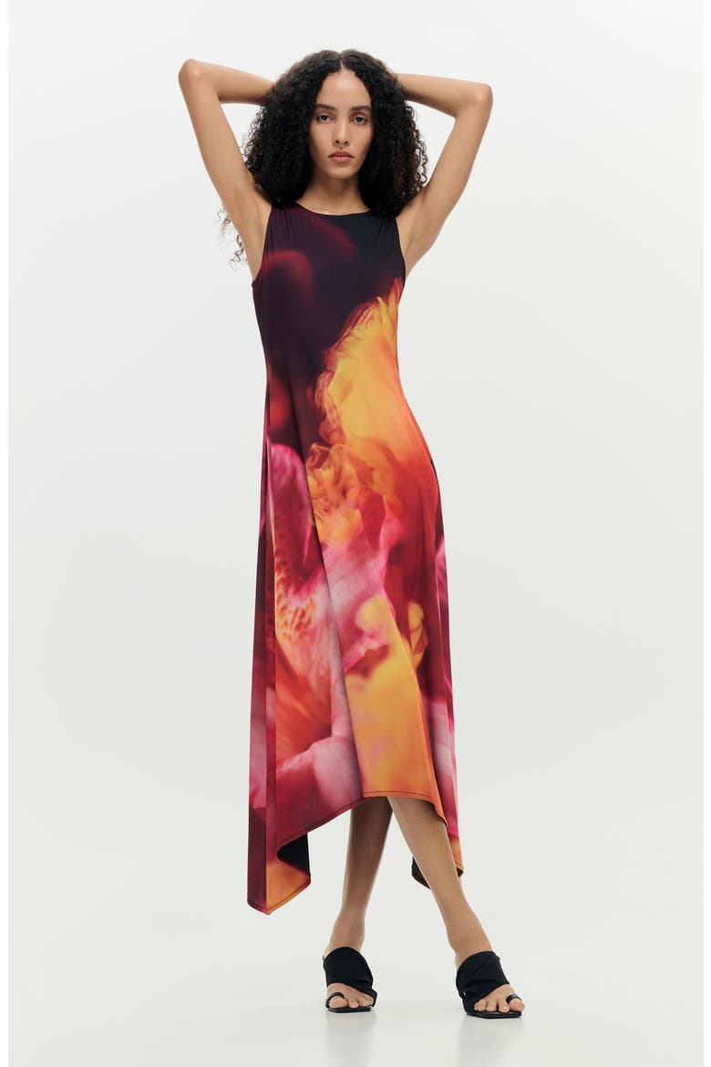 Floral Print Sleeveless Dress, Alternate, color, BLACK