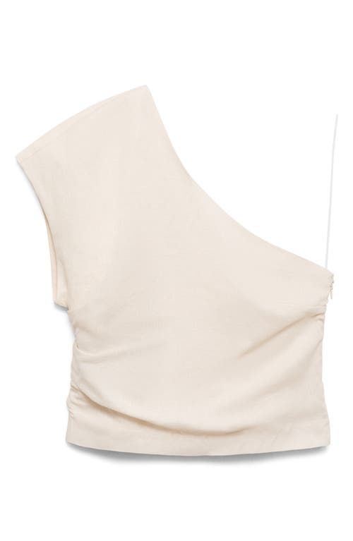 Mango Bari One-shoulder Linen Blend Top In Off White
