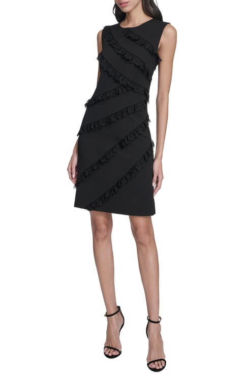Tiered Lace Ruffle Sheath Dress