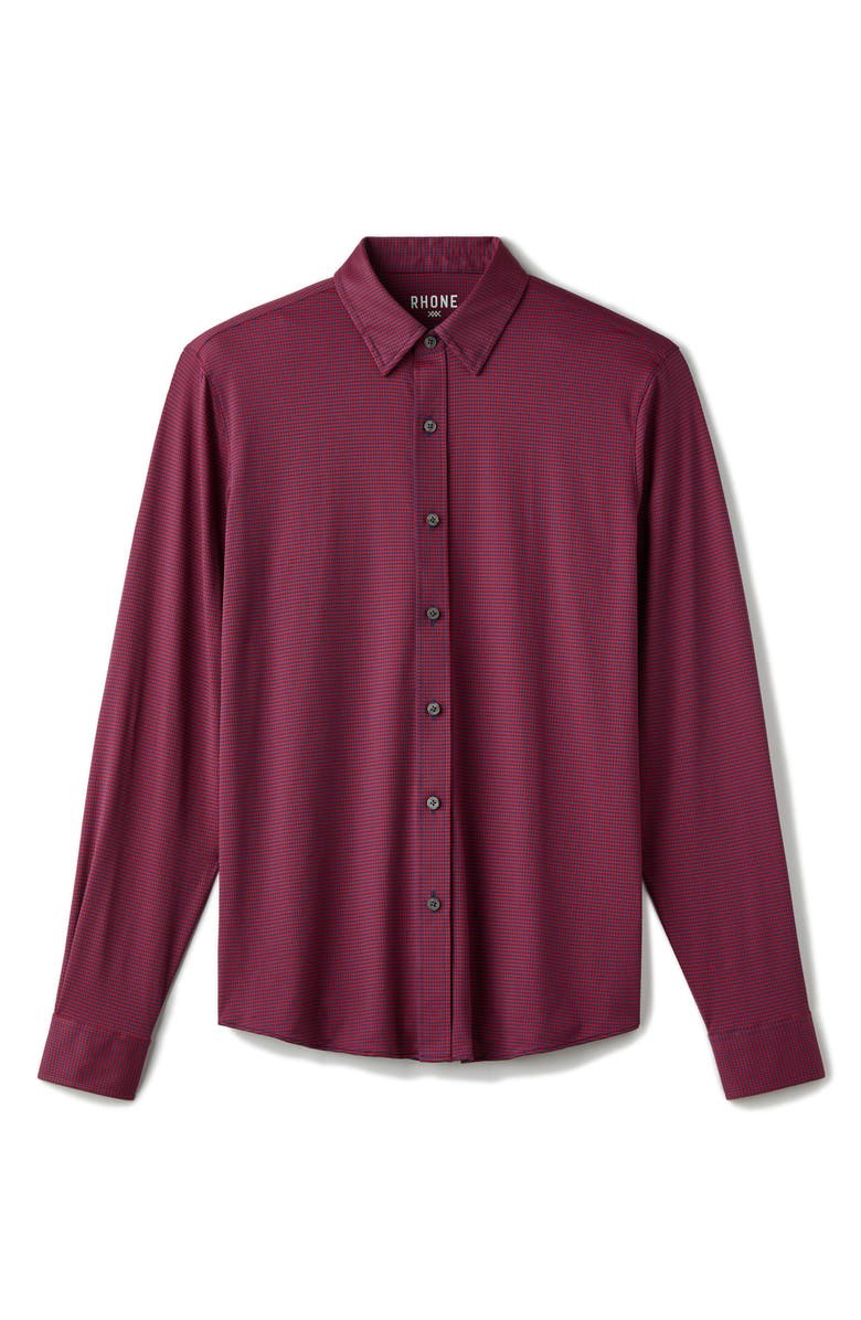 Rhone Commuter<sup>®</sup> Slim Fit Sharktooth Wrinkle Resistant Stretch Button-Up Shirt, Alternate, color, Navy/ Red Shark Tooth
