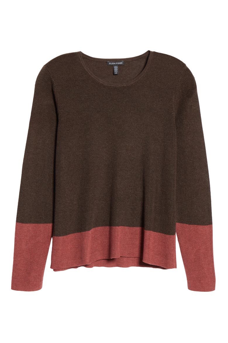 Colorblock Tencel® Lyocell & Silk Sweater, Alternate, color, CLOVE