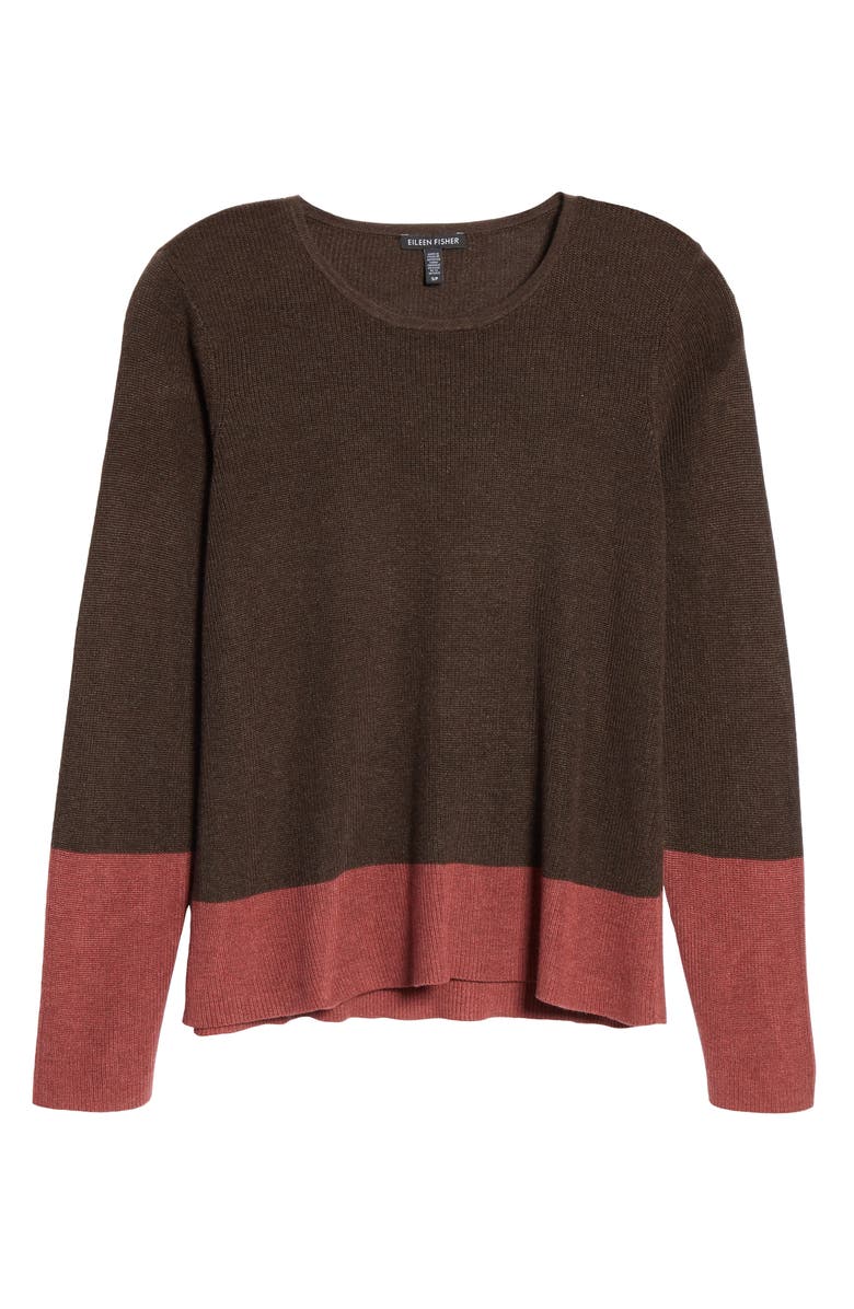 Eileen Fisher Colorblock Tencel<sup>®</sup> Lyocell & Silk Sweater, Alternate, color,