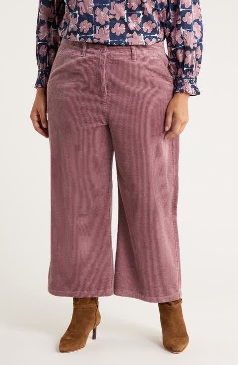 Asphodel Crop Wide Leg Corduroy Pants (Plus)