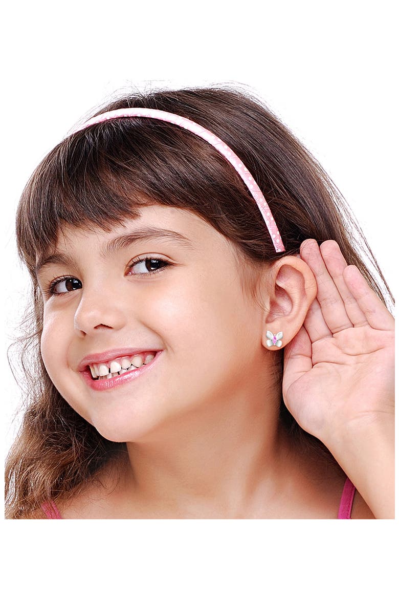 Kids' Butterfly Stud Earrings, Alternate, color, PINK