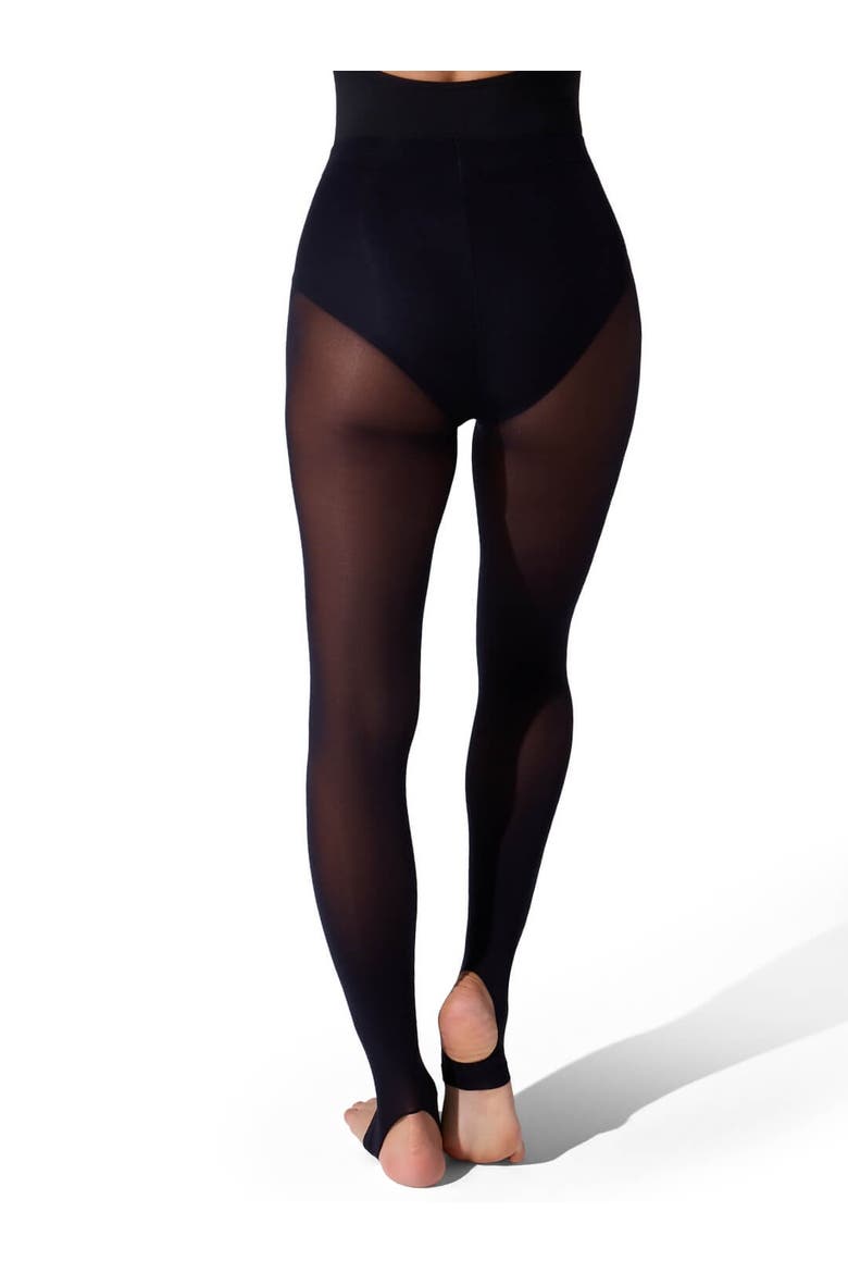 Ultra Soft Self Knit Waistband Stirrup Tight, Alternate, color, black