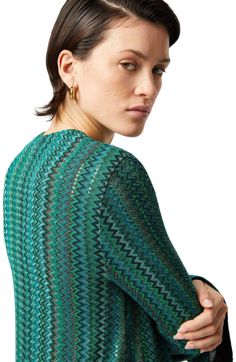 Missoni Long Zig Zag Cardigan With Sequins Without Buttons, Alternate, color, 