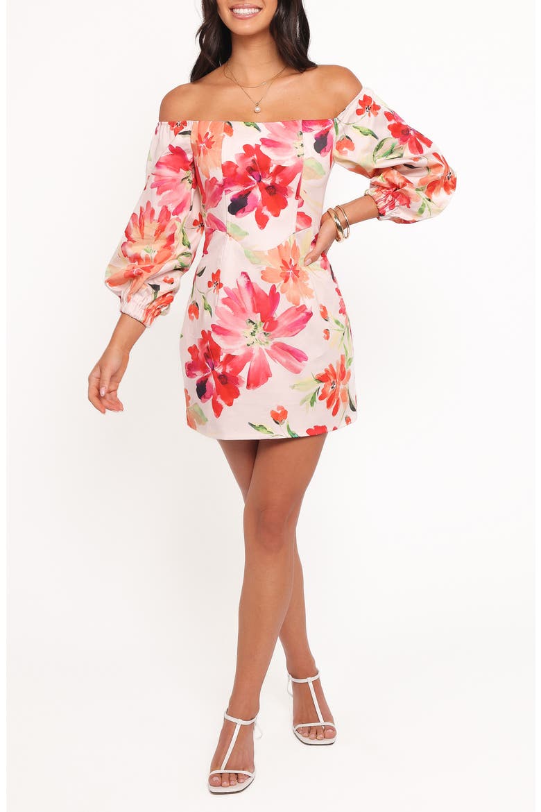 Annette Floral Minidress, Main, color, ORANGE FLORAL