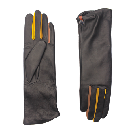 Audrey Midlength Leather Gloves with Contrast Autumn Highlights