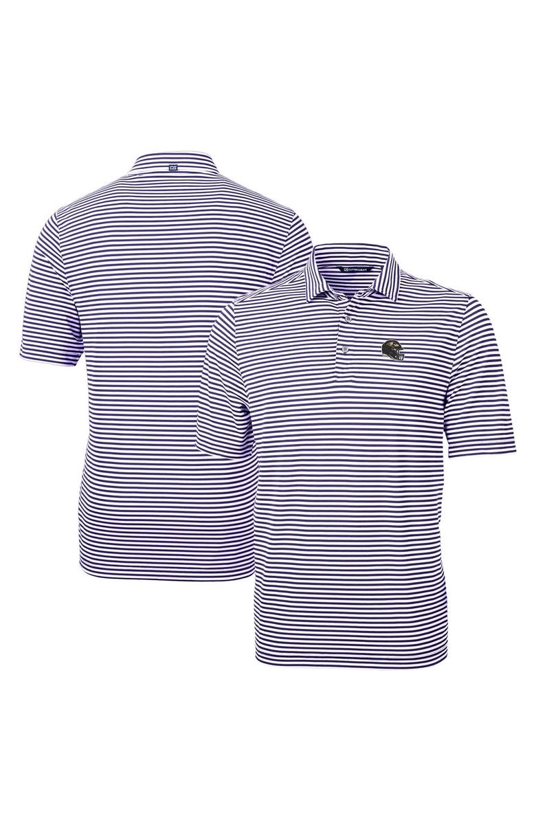 Cutter & Buck Men's Cutter & Buck  Purple Baltimore Ravens Helmet Virtue Eco Pique Stripe Recycled Polo, Main, color, 