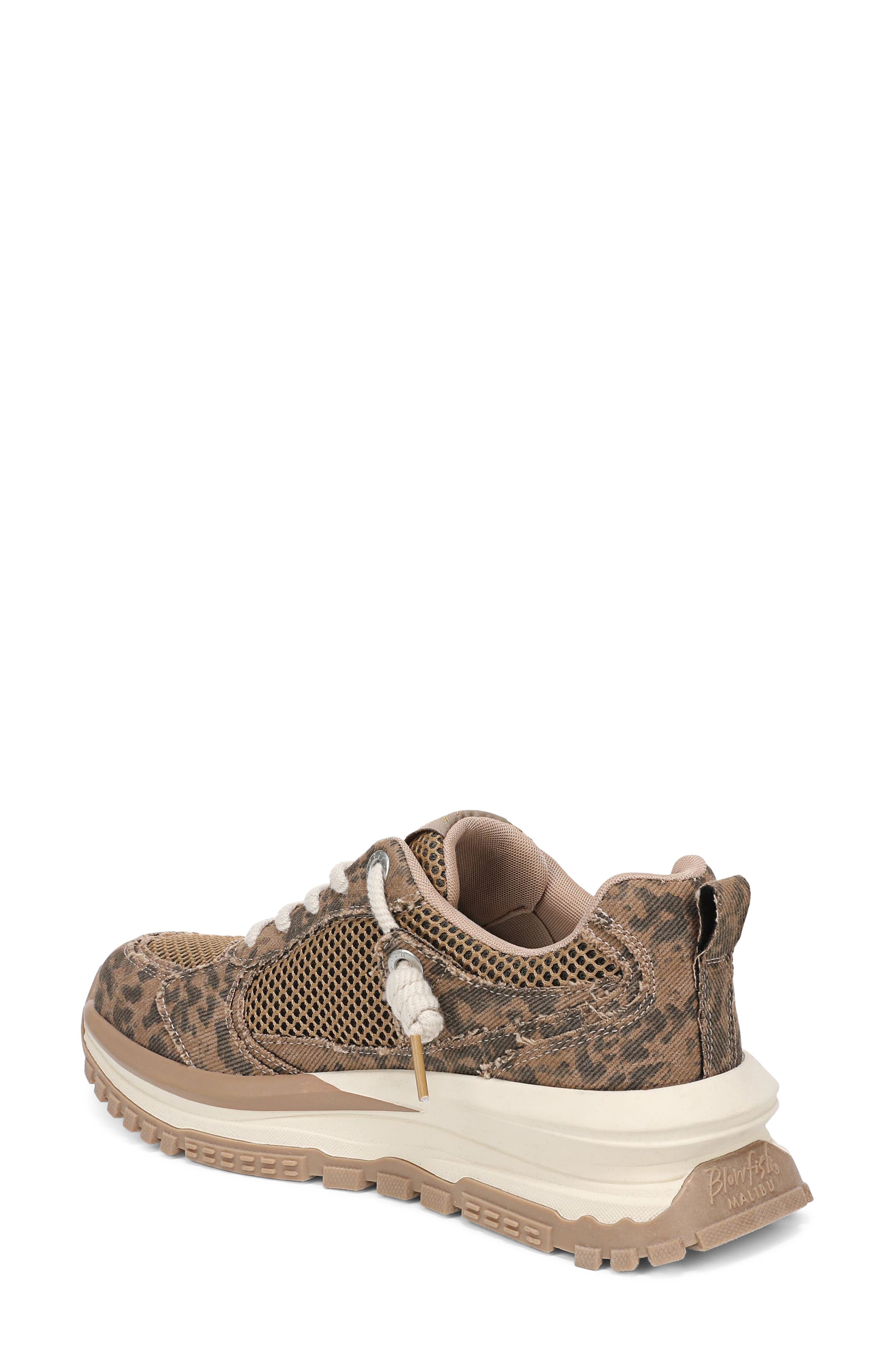 Leotina Trainer Sneaker, Alternate, color, LEOPARD CANVAS/ MESH