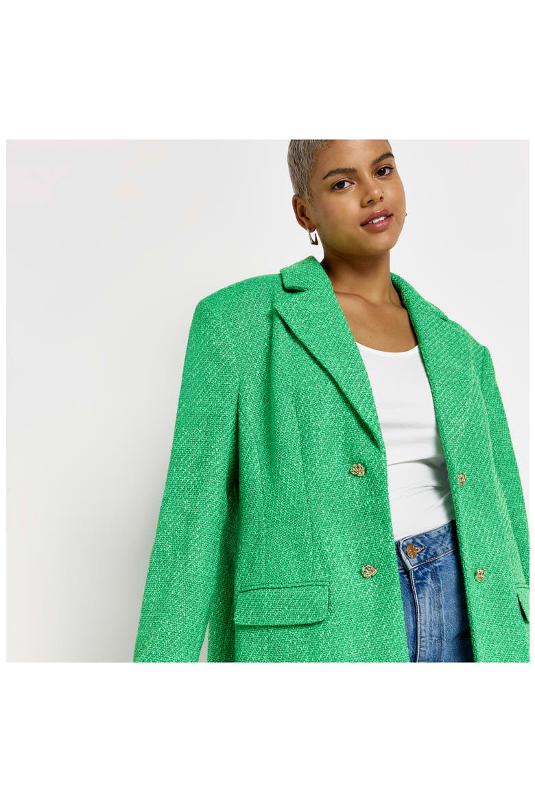 Fitted Bouclé Blazer, Alternate, color, GREEN