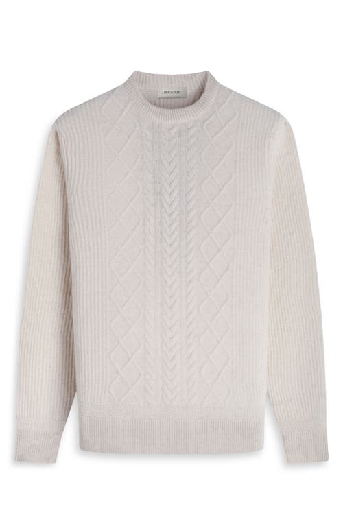 Bugatchi Cable Stitch Crewneck Wool Blend Sweater In Neutral