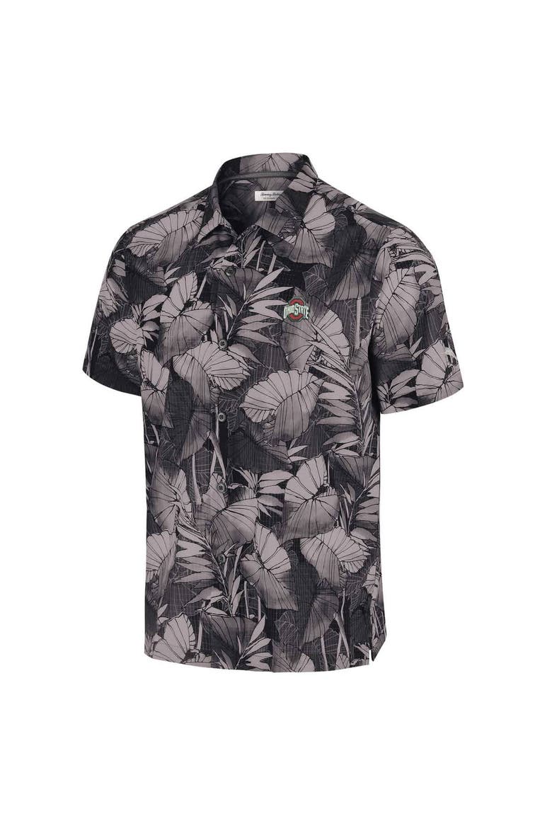 Men's Tommy Bahama Black Ohio State Buckeyes Coast Nuevo Fronds Button-Up Shirt, Alternate, color, Black