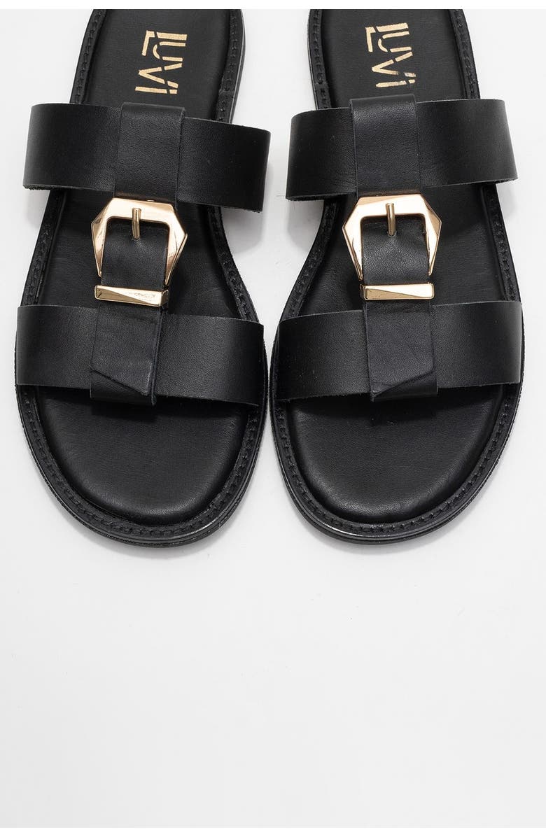 Forever & Always Shoes Sveta Leather Buckled Sandal, Alternate, color, Black Leather