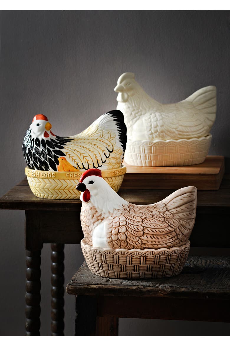 Home to Roost Mother Hen Egg Storage, Ceramic, Alternate, color, Multicolor