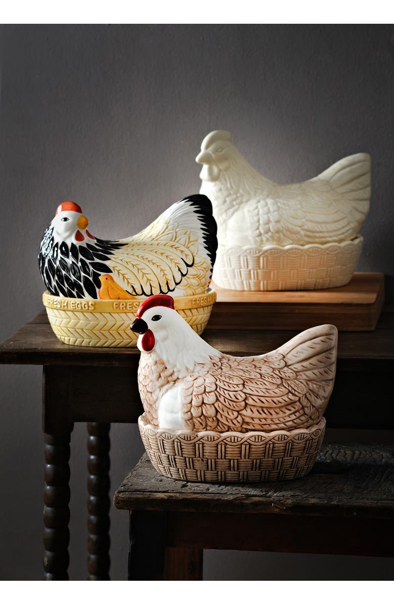 MASON CASH Home to Roost Mother Hen Egg Storage, Ceramic, Alternate, color, Multicolor