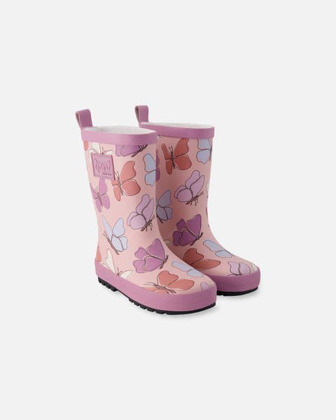 Waterproof Butterfly Rain Boots in Natural Rubber (Toddler, Little Kid & Big Kid)