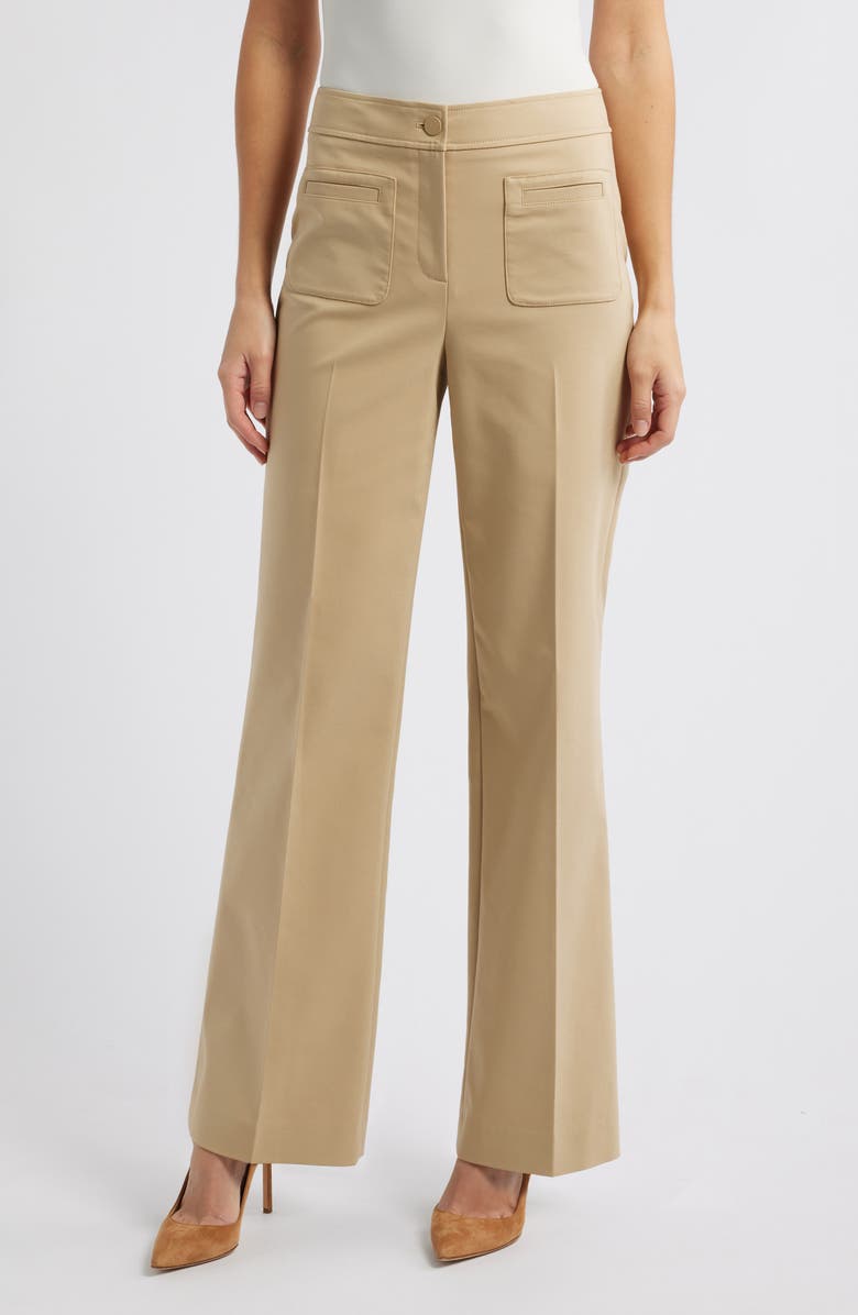 Anne Klein High Waist Patch Pocket Flare Pants, Main, color, 