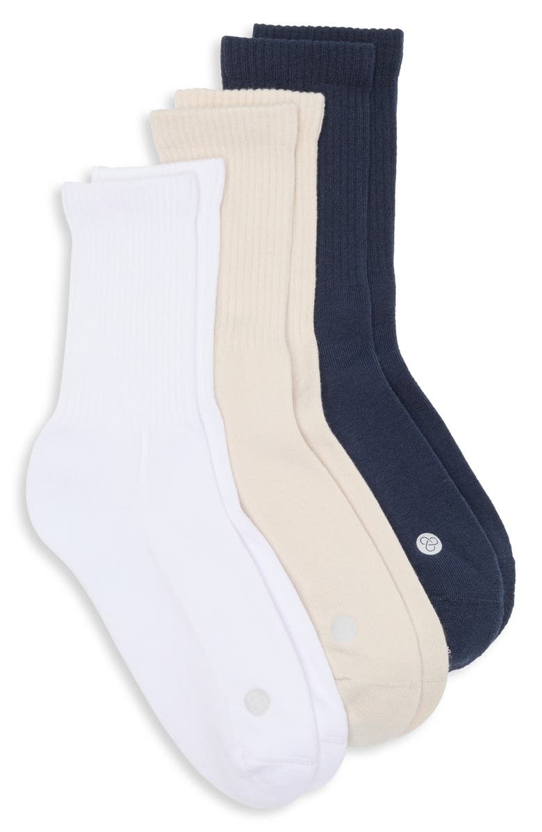 Zella 3-Pack Crew Socks, Alternate, color, Grey Moonbeam