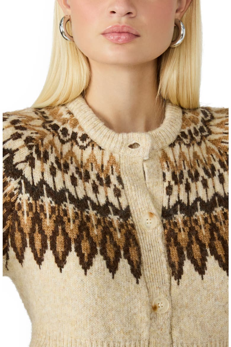Kyndra Fair Isle Peplum Cardigan, Alternate, color, MULTI