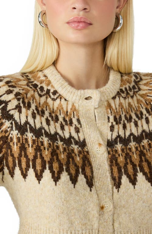 Steve Madden Kyndra Fair Isle Peplum Cardigan In Brown