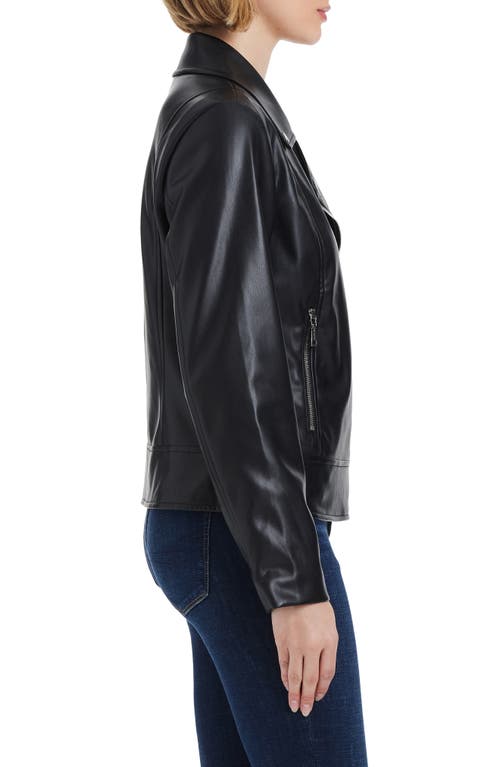 Vince Camuto Asymmetric Zip Faux Leather Jacket In Black