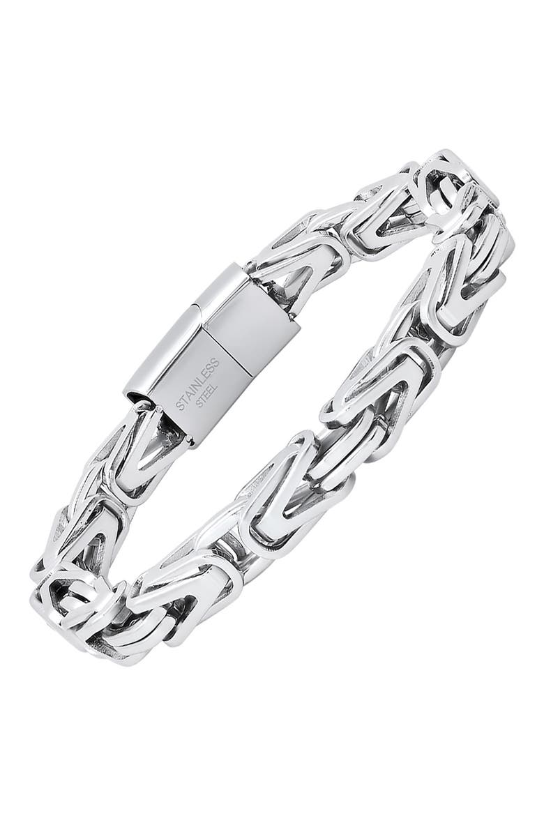 Men's Stainless Steel Byzantine Chain Bracelet, Alternate, color, SILVER