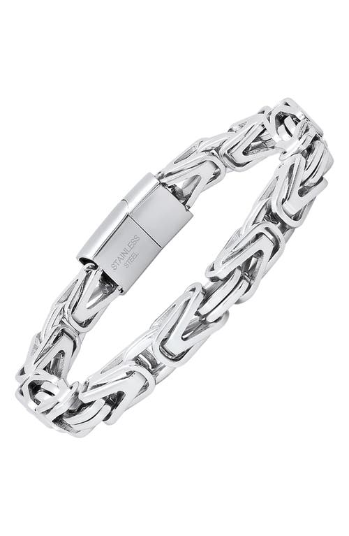 Hmy Jewelry Stainless Steel Byzantine Chain Bracelet In Metallic