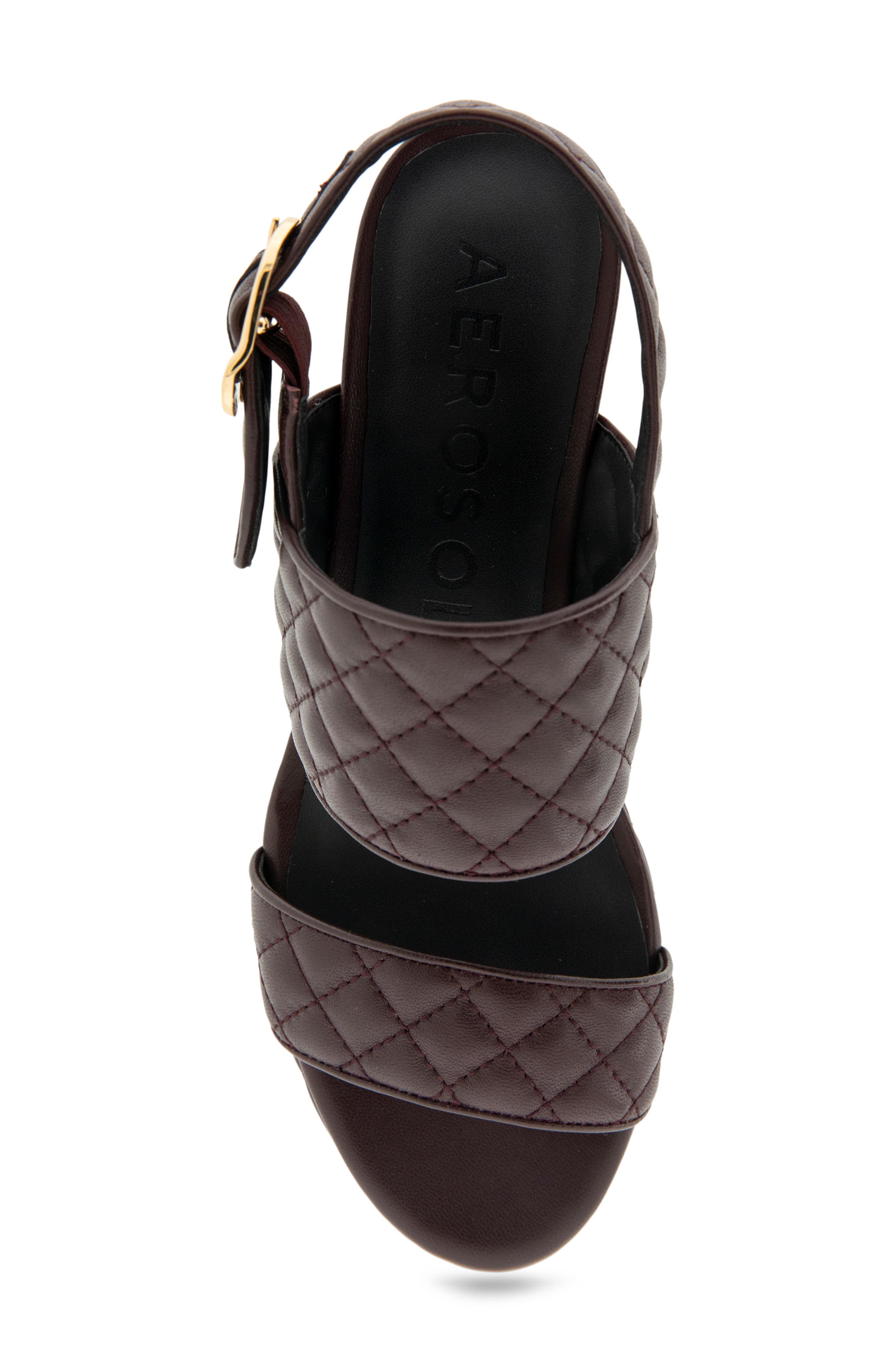 Aerosoles Camera Quilted Slingback Platform Sandal, Alternate, color, Deep Aubergine Leather