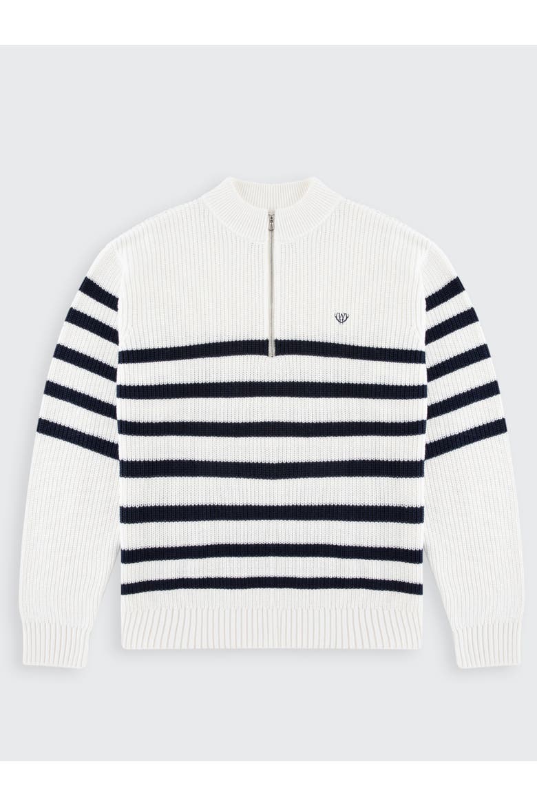 Huxley Striped Quarter Zip Sweater, Alternate, color, Off-white