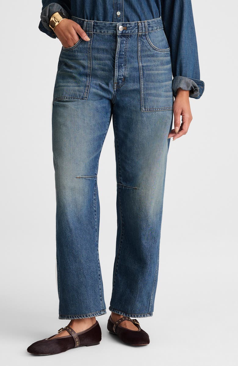 Madewell Curvy Darted Barrel Leg Jeans, Main, color, Irmo Wash