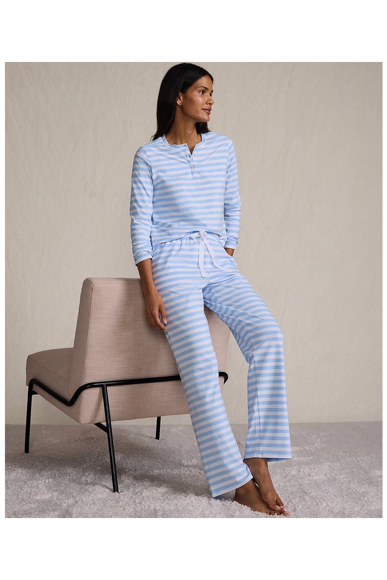 Knit 2 Piece Pajama Set - Long Sleeve Top and Pants, Alternate, color, Clear Blue Sky Even Stripe