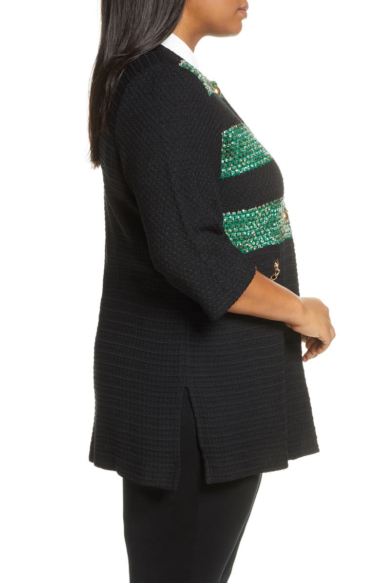 Ming Wang Long Tweed Jacket, Alternate, color, 