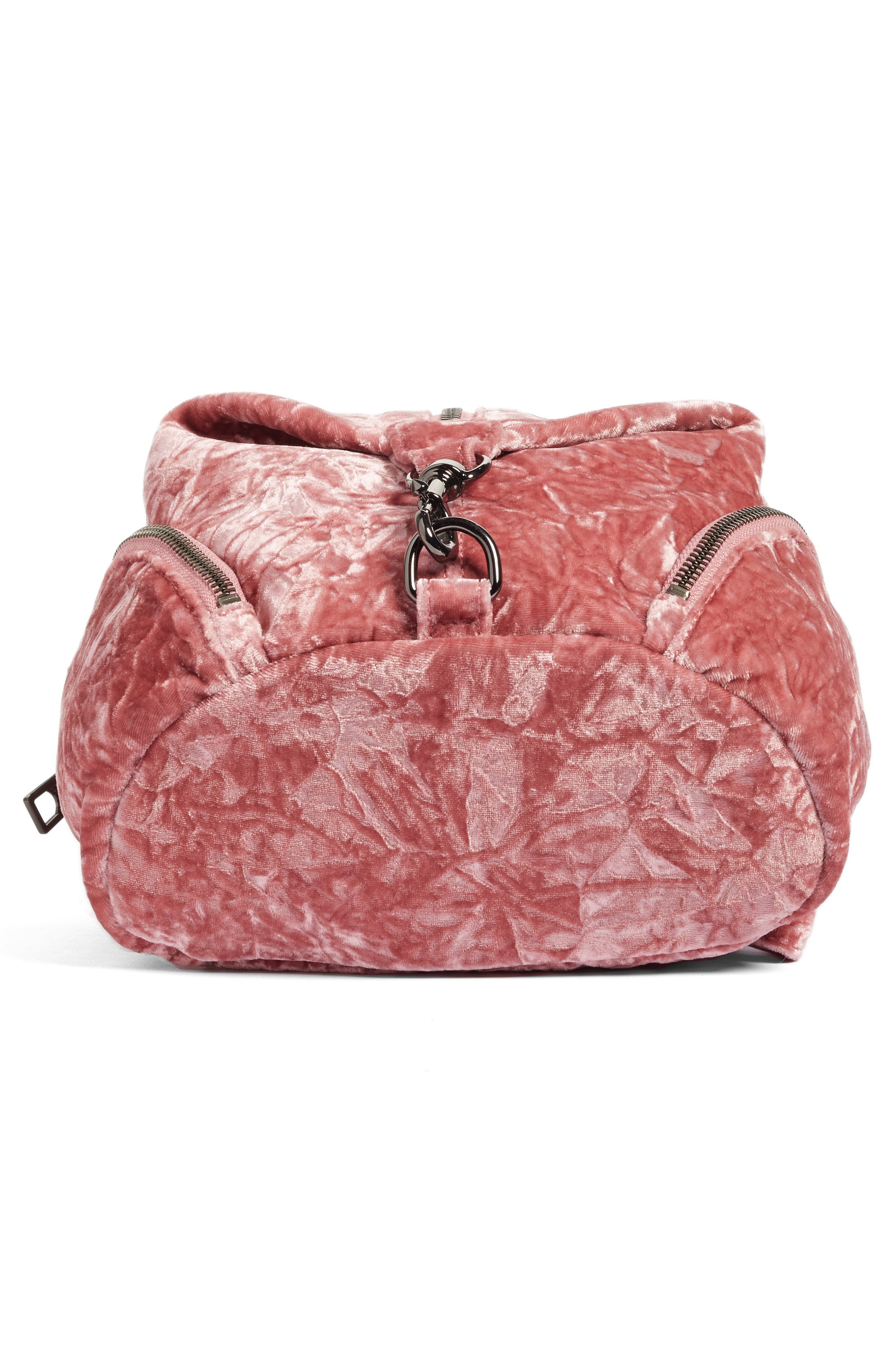 Medium Julian Velvet Backpack (Nordstrom Exclusive), Alternate, color, PINK VELVET/ GUNMETAL HARDWARE
